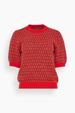 Toast Jacquard Knitted Cotton Top in Red Multi