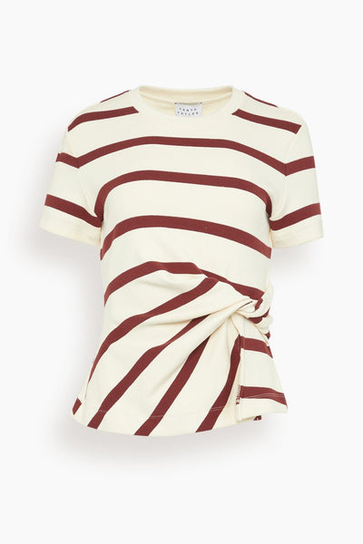 Short Sleeve Carlita Top in Cream/Raisin Wide Stripe