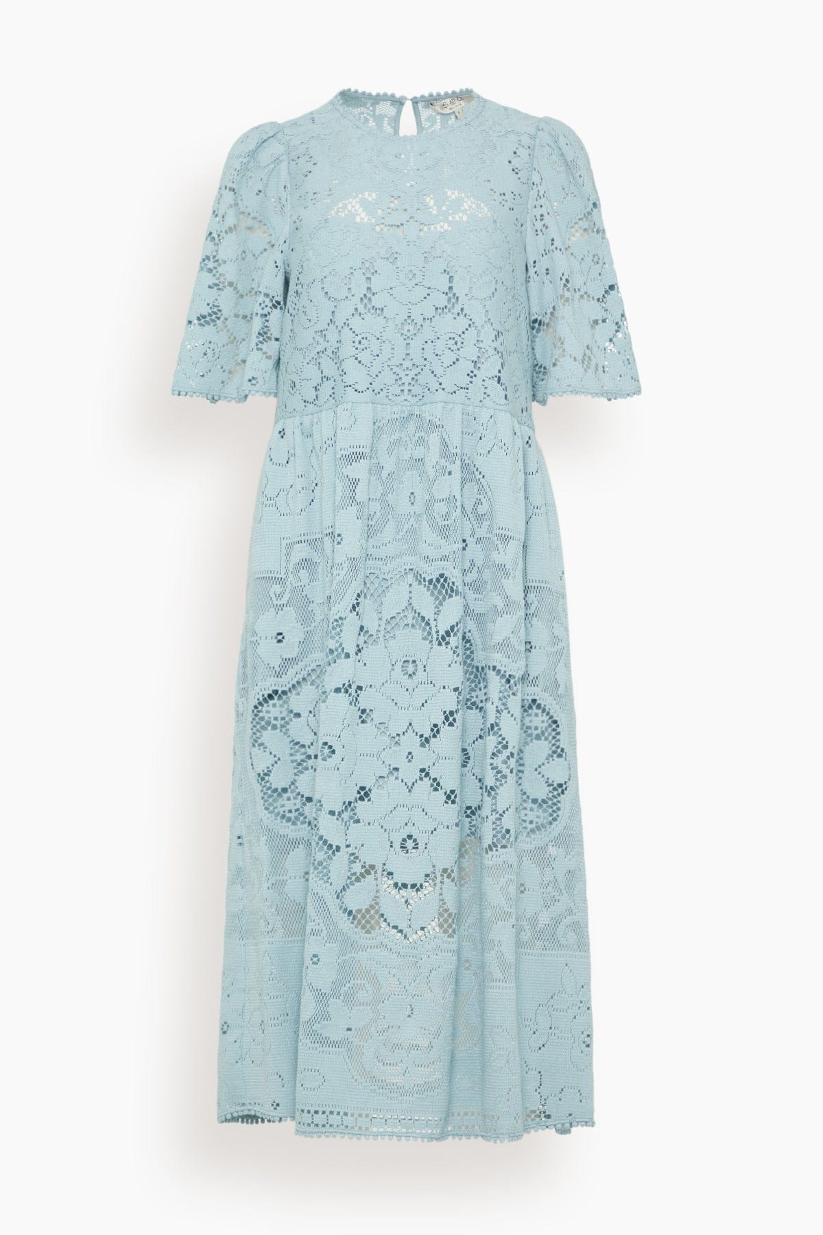 SEA NY Arianna Lace Short Sleeve Midi Dress in Blue Hampden Clothing SEA NY Arianna Lace Short Sleeve Midi Dress in Blue Hampden Clothing