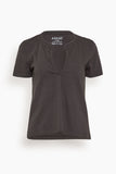 Askk NY Classic Henley Tee in Stone Black