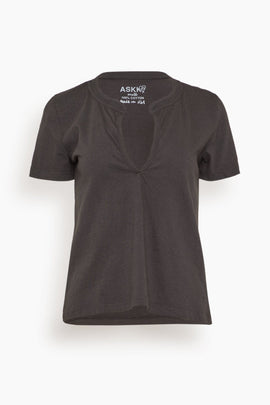 Classic Henley Tee in Stone Black