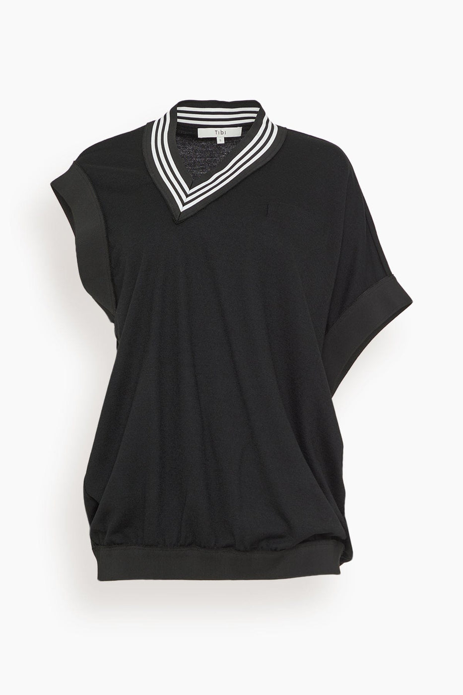 Tibi Tops Wool Jersey Vneck Tennis Vest in Black Tibi Wool Jersey V-Neck Tennis Vest in Black