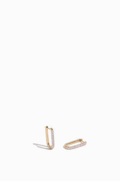 Paperclip Medium White Topaz Earrings in Gold