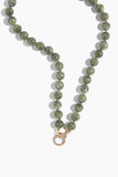 Vintage La Rose Necklaces Moss Agate Knotted Chain with Pave Clasp in 14k Yellow Gold