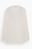 Another Tomorrow Draped Crew Knit in Off White