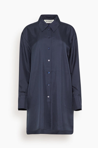 Signature Elongated Silk Shirt in Night