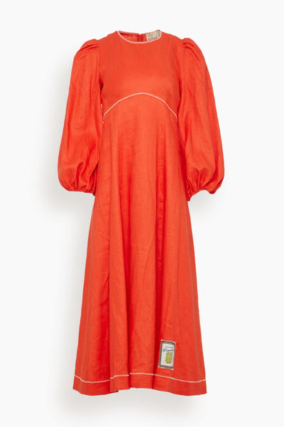 Contessa Long Sleeve Midi Dress in Tomato