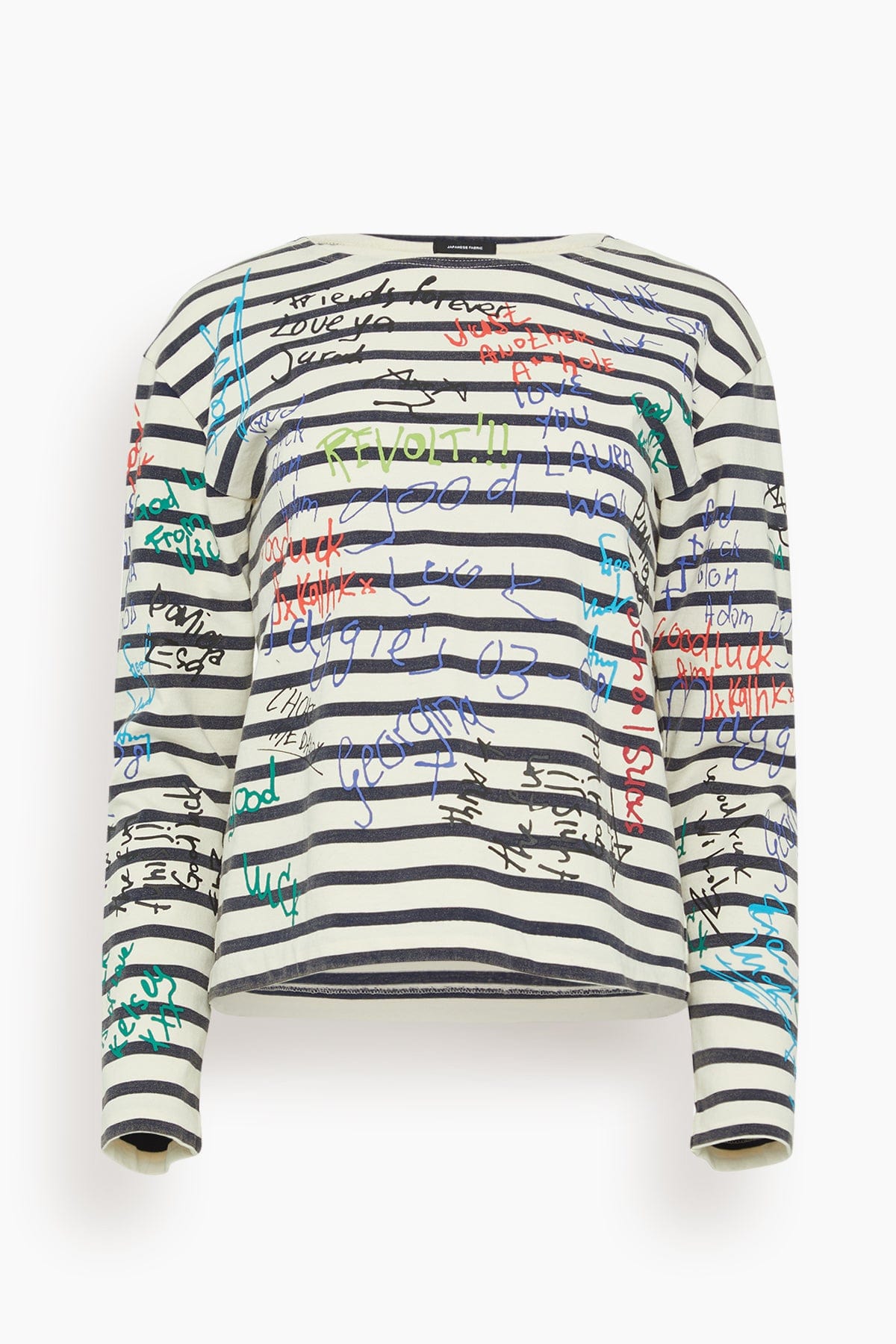 R13 Tops End of The Year Long Sleeve Tee in Navy/Ecru Wide Stripe R13 End of The Year Long Sleeve Tee in Navy/Ecru Wide Stripe