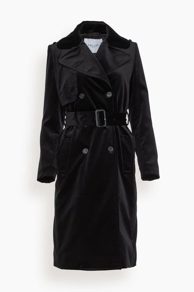 Bogart Velvet Trench Coat in Black