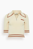 Alemais Sora Knit Polo in Cream