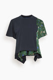 Floral Print T-Shirt in Navy/Green