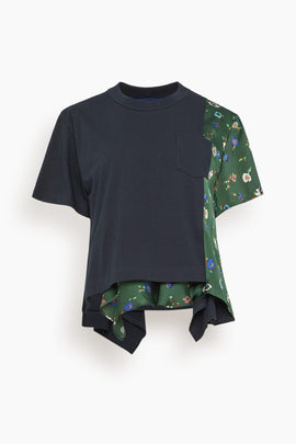 Floral Print T-Shirt in Navy/Green