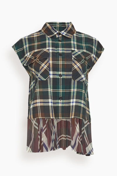Plaid Print Shirt in Green and Brown