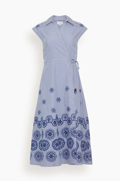 Shivon Dress in Blue/Optic White