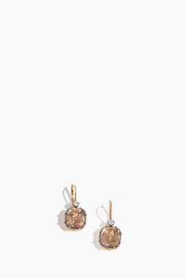 Collet Brown Zircon Earrings in 18k Yellow Gold/Blackened Gold