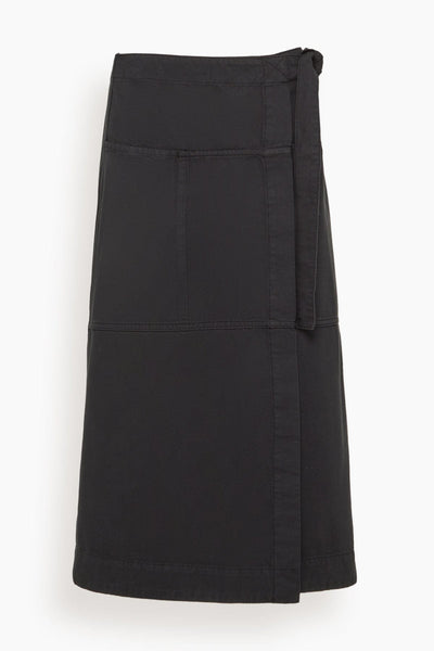 Apron Wrap Cotton Canvas Skirt in Slate