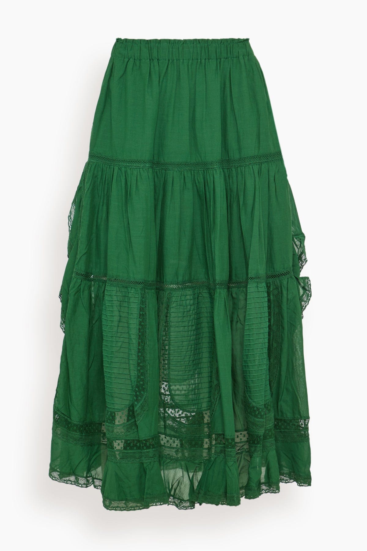 Sea Franca Lace Midi Skirt in Green