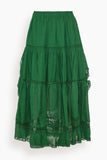 Sea Franca Lace Midi Skirt in Green