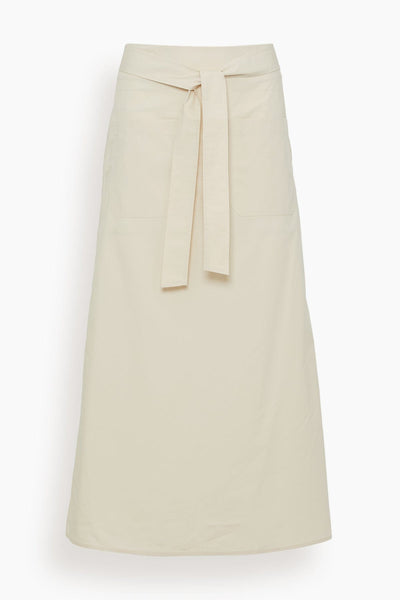 Tie Waist Cotton Skirt in Stone