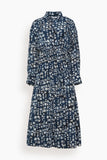 Apiece Apart Sophia Smocked Shirt Dress in Batik Geo Indigo