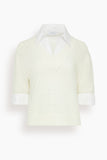 Tanya Taylor Esme Pointelle Knit Top in Cream