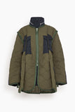 Sacai Coats Rip Stop Quilted Coat in Khaki/Dark Navy Sacai Rip Stop Quilted Coat in Khaki/Dark Navy