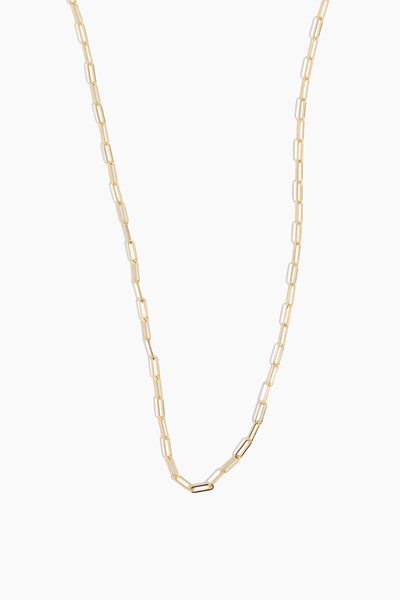 16" Small Link Paperclip Chain Necklace in 14k Yellow Gold