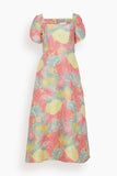 Markarian Dresses Astrid Square Neck Midi Dress with Petal Sleeve in Sherbert Floral Brocade Astrid Square Neck Midi Dress with Petal Sleeve in Sherbert Floral Brocade