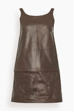 Tibi Leather Sleeveless Hoop Dress in Brown