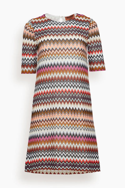 Dress in Zigzag Multi with Brown and Red Shades