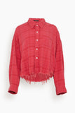 R13 Tops Drop Neck Cropped Shirt in Overdyed Fuxia Plaid (TS) Drop Neck Cropped Shirt in Overdyed Fuxia Plaid (TS)