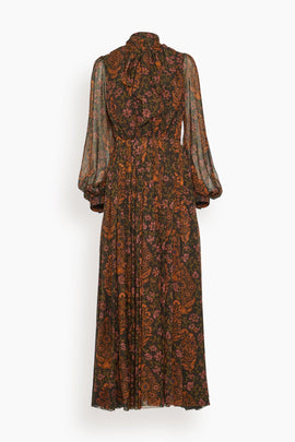 Paisley Dress in Brown