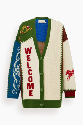 Lasso Patchwork Knit Cardigan in Multi