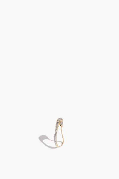 Diamond Pave Safety Pin Earring in 14k Yellow Gold