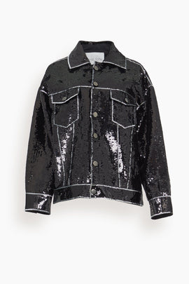 Stardust Sequined Oversized Jacket in Noir