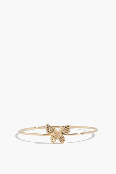 Fluted Butterfly Hook Bangle in 14k Yellow Gold