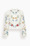 Sea Celia Embroidery Long Sleeve Blouse in Cream