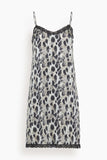 R13 Lace Trimmed Slip Dress in Black Silver Leopard