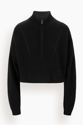 Cropped Hampton Cashmere Sweater in Black
