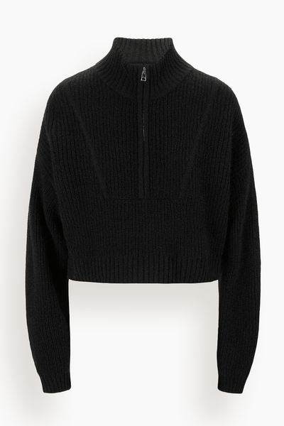 Cropped Hampton Cashmere Sweater in Black