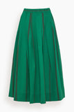 Toast Tea Towel Stripe Cotton Skirt in Sea Green
