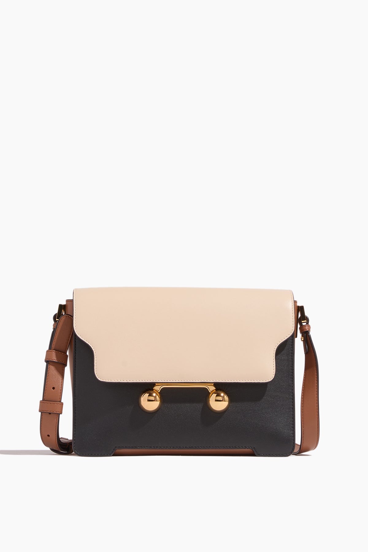 Marni Trunkaroo Medium Shoulder Bag in Shell/Black/Cinnamon