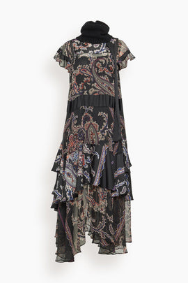 Paisley Print Dress in Black