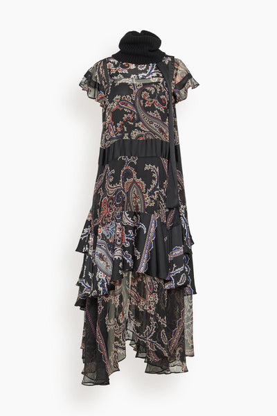 Paisley Print Dress in Black
