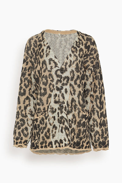 Boyfriend Cardigan in in Light Leopard Jacquard (TS)