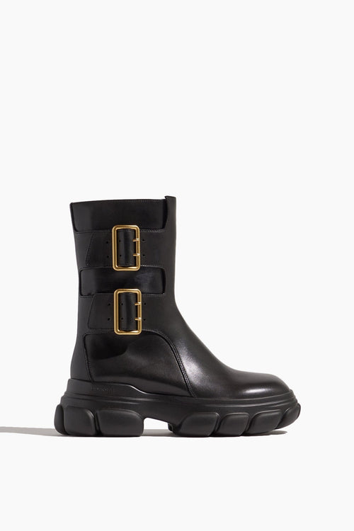 Simkhai Ankle Boots Sid Leather Buckle Lug Sole Boot in Black