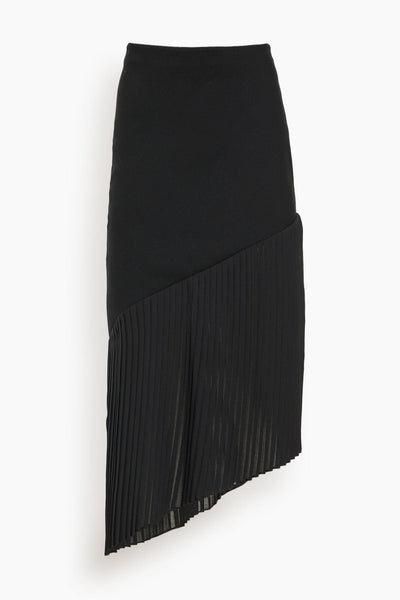 Plisse Wool Skirt in Black