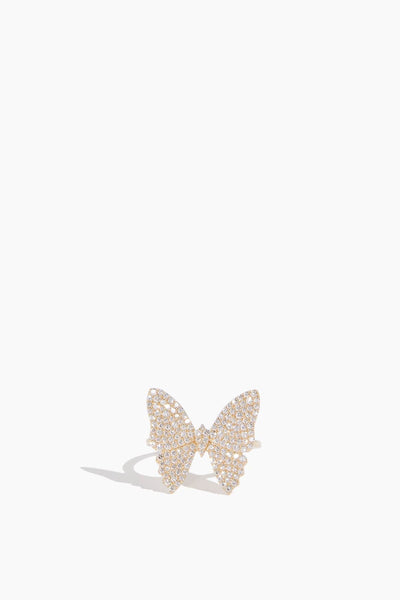Pave Butterfly Ring in 14k Yellow Gold