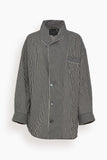 R13 Shawl Lapel Shirt in Black and White Stripe