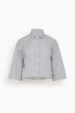 Maria McManus Cropped Short Sleeve Shirt in Pinstripe Black/White